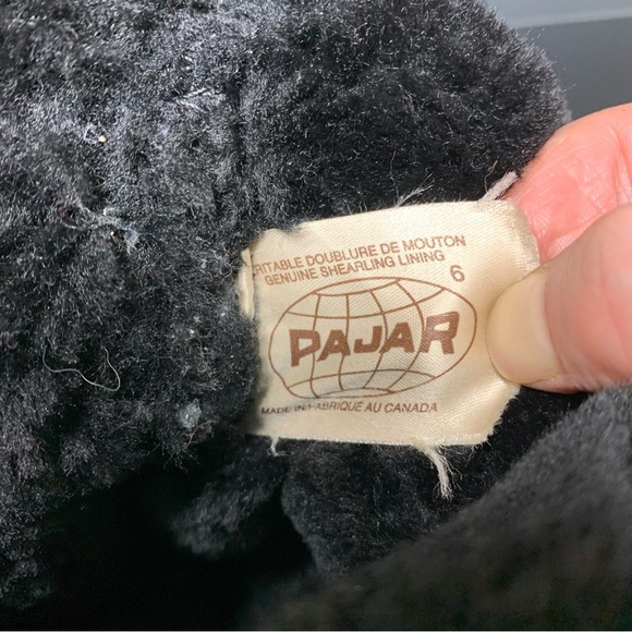 Pajar Black Leather Knee High Boots Genuine Shearling Lining Classic Wedge Sz 6 - Picture 11 of 16